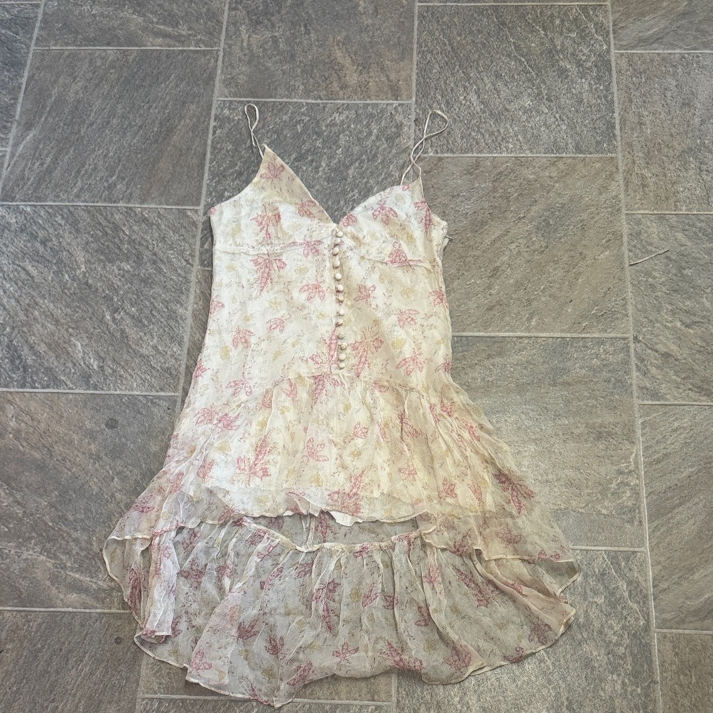 Floral Pink and Cream Women's Dress